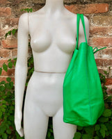 Shopper bag in GREEN. Genuine leather tote bag. Laptop bag, office bag to carry your tablet or books. Large carry all hobo bag. Soft leather