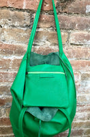 Shopper bag in GREEN. Genuine leather tote bag. Laptop bag, office bag to carry your tablet or books. Large carry all hobo bag. Soft leather