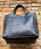 Tote leather bag in BLACK. Leather shopper in GENUINE leather. Large carry all bag for your laptop, books. Black leather shopper bag