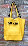 Tote leather bag in mustard YELLOW. Soft natural GENUINE leather bag. Large yellow leather shopper. Laptop or book bag in mustard.
