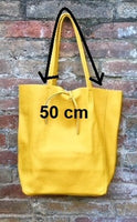 Mustard YELLOW tote leather bag. Soft natural GENUINE leather bag. Large yellow leather shopper with ZIPPER. Laptop or book bag in mustard.