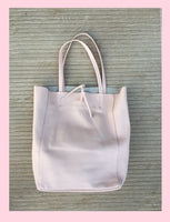 Pink leather bag. TOTE leather shopper in light PINK. Genuine leather. Soft natural shoulder bag for your laptop, ipad, tablet or books.