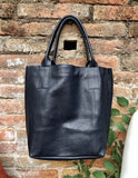 Tote leather bag in BLACK. Leather shopper in GENUINE leather. Large carry all bag for your laptop, books. Black leather shopper bag