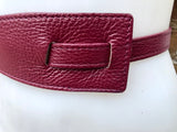 Obi belt in genuine leather. Burgundy wrap belt. Waist belt in PLUM. Wine red - purple wraparound belt. Genuine leather 80s style dress belt