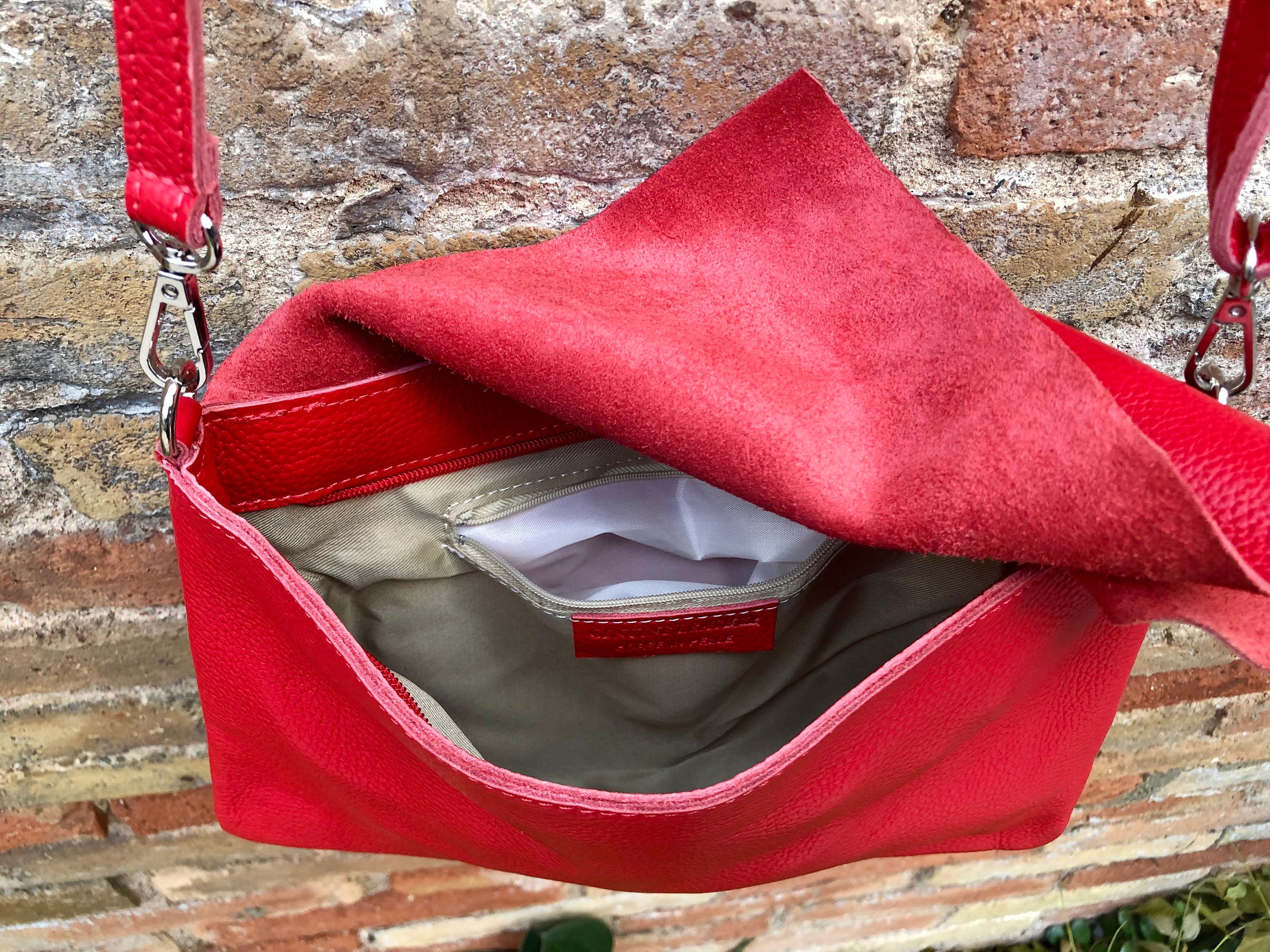 Burgundy genuine leather bag. Dark red crossbody / shoulder bag. Adjustable strap, zipper and flap. Medium size wine RED leather messenger