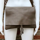 Cross body bag. BOHO grain leather bag in TAUPE BROWN. Soft genuine grain leather. Crossover, messenger bag in light brown. Brown messenger