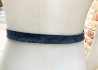 Boho 70s , 80s style BLUE-GRAY suede obi belt. Wrap belt in natural soft suede. waist belt. BLUE wraparound belt in genuine leather