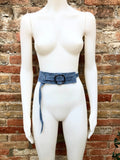 Boho 70s , 80s style BLUE-GRAY suede obi belt. Wrap belt in natural soft suede. waist belt. BLUE wraparound belt in genuine leather