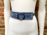 Boho 70s , 80s style BLUE-GRAY suede obi belt. Wrap belt in natural soft suede. waist belt. BLUE wraparound belt in genuine leather