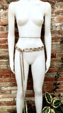 60s 70s hippy style belt. Hip or waist belt in genuine leather. Wrap belt in BEIGE. Waist belt. BEIGE wraparound belt for a dress or tunic