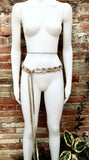 60s 70s hippy style belt. Hip or waist belt in genuine leather. Wrap belt in BEIGE. Waist belt. BEIGE wraparound belt for a dress or tunic