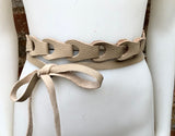 60s 70s hippy style belt. Hip or waist belt in genuine leather. Wrap belt in BEIGE. Waist belt. BEIGE wraparound belt for a dress or tunic