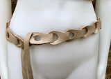 60s 70s hippy style belt. Hip or waist belt in genuine leather. Wrap belt in BEIGE. Waist belt. BEIGE wraparound belt for a dress or tunic