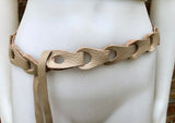 60s 70s hippy style belt. Hip or waist belt in genuine leather. Wrap belt in BEIGE. Waist belt. BEIGE wraparound belt for a dress or tunic