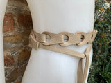 60s 70s hippy style belt. Hip or waist belt in genuine leather. Wrap belt in BEIGE. Waist belt. BEIGE wraparound belt for a dress or tunic