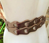 60s 70s hippy style belt. Hip - waist belt in genuine leather. BRONZE, dark GOLD wrap belt. Metallic shine waist belt for a dress or tunic