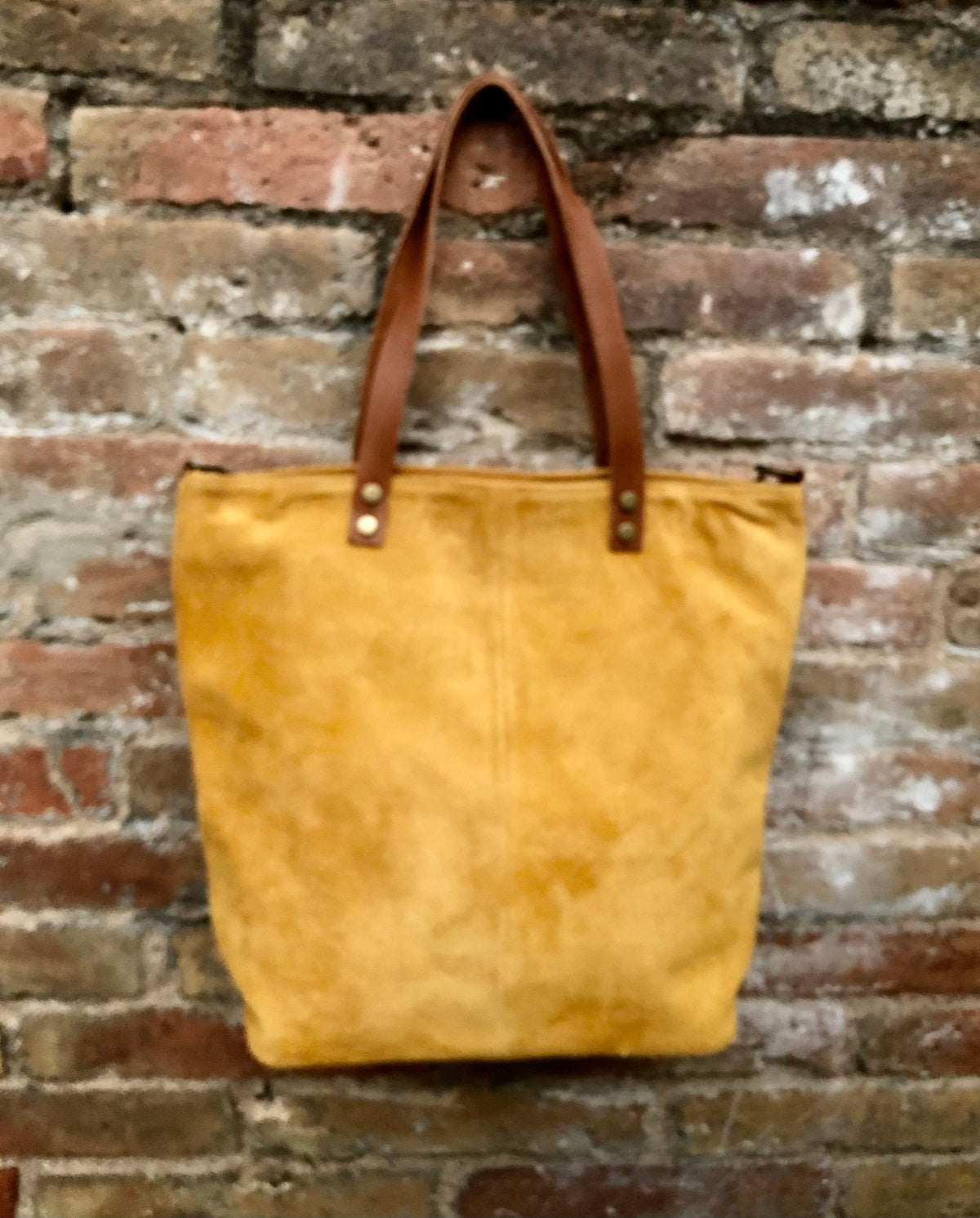Large TOTE leather bag in MUSTARD yellow. Soft suede, genuine leather bag. Yellow suede bag. Laptop bag in suede. Large cross body bag