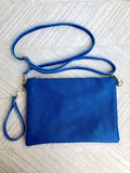 Small leather bag in dark cobalt BLUE. Crossbody / shoulder bag /wristlet in GENUINE leather. Royal blue purse with adjustable strap.