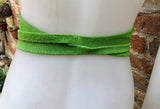 Green suede OBI belt, SASH in light green natural soft suede,waist belt, green sash, obi, boho belt, green wraparound genuine leather belt.