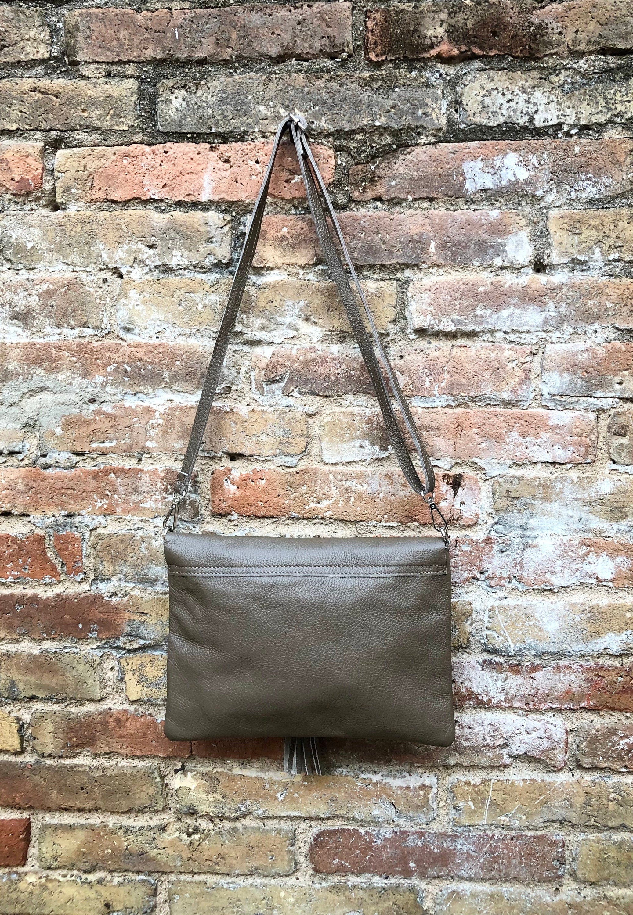Teal blue - green crossbody / shoulder bag with zipper, tassel + flap. Adjustable strap. Genuine leather messenger bag. Teal leather purse