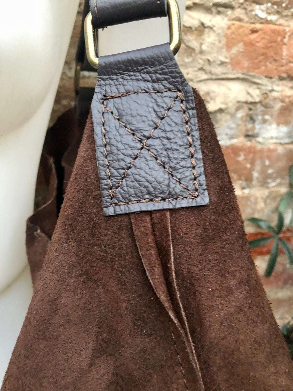 Slouch leather bag in dark brown. Chocolate brown hobo bag. Boho bag.Book or tablet bags in suede. Dark camel brown soft leather shopper