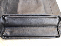 BLACK leather bag with zipper. Genuine leather shopper bag. Large BLACK shoulder bag for your laptop, books