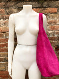 Large TOTE leather bag in hot pink. Magenta slouch bag in soft suede, genuine leather bag.Fuchsia pink leather shopper, Pink suede bag