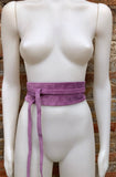 Purple suede OBI belt, SASH in genuine soft suede,waist belt,soft belt, mauve sash, obi, boho belt, bohemian sash, boho lavender belt