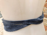 DENIM blue suede waist belt. Blue - gray wrap belt. Soft dress belt in natura genuinel suede leather. Blue - gray wraparound belt