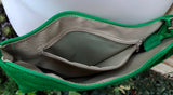 Suede leather bag in GREEN.Cross body bag, boho shoulder bag in GENUINE leather. Small leather bag,green shoulder bag, small green purse