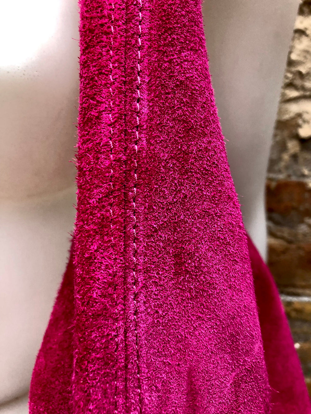 Large TOTE leather bag in hot pink. Magenta slouch bag in soft suede, genuine leather bag.Fuchsia pink leather shopper, Pink suede bag