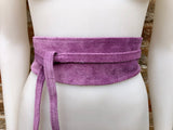 Purple suede OBI belt, SASH in genuine soft suede,waist belt,soft belt, mauve sash, obi, boho belt, bohemian sash, boho lavender belt