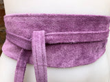 Purple suede OBI belt, SASH in genuine soft suede,waist belt,soft belt, mauve sash, obi, boho belt, bohemian sash, boho lavender belt