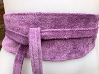 Purple suede OBI belt, SASH in genuine soft suede,waist belt,soft belt, mauve sash, obi, boho belt, bohemian sash, boho lavender belt