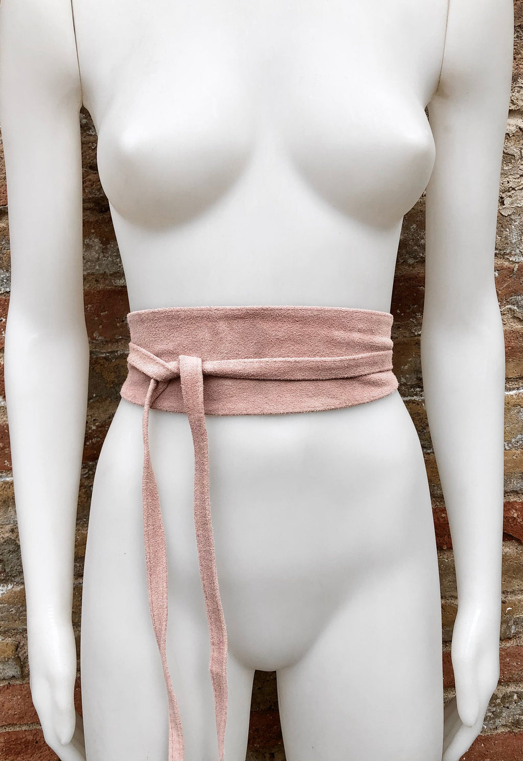 Pink suede OBI belt. Genuine soft leather wrap belt. Light pink wrap belt, boho waist belt. Soft pink suede dress / overall belt