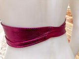 PINK OBI belt in natural soft leather. Waist belt,wide magenta leather belt, metallic, wrap belt, fuchsia - hot pink boho wraparound belt