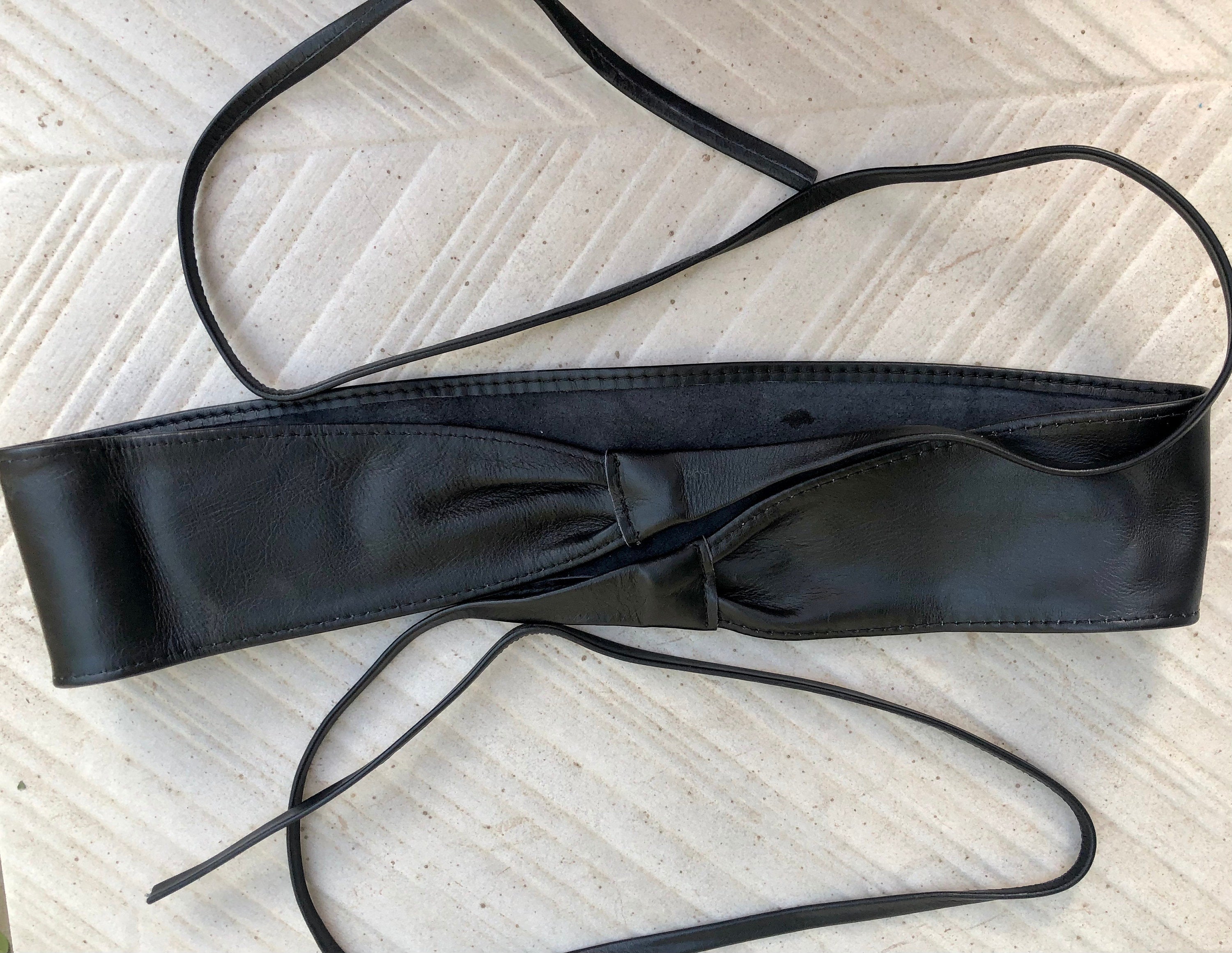 Dark green wrap belt in soft leather. LONGER option. Waist, dress or wraparound belt in dark green genuine leather. Boho green obi belt.
