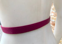 Obi belt in genuine leather. HOT PINK Wrap belt. Waist belt in FUCHSIA. Pink wraparound belt. Genuine leather magenta 80s style dress belt