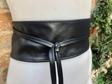 Obi belt in soft leather. LONGER option.Wrap belt in BLACK. Waist belt in BLACK. Wraparound belt in black genuine leather. Boho black belt.