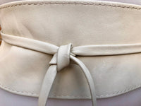 Cream white wrap belt in soft leather. LONGER option. Waist, dress or wraparound belt in genuine leather. Boho obi light beige belt.