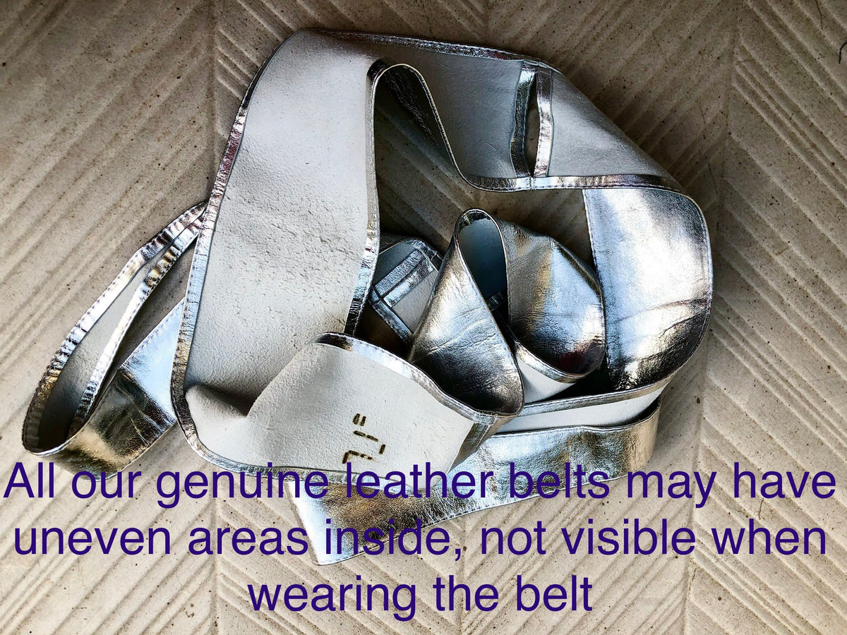 Dark SILVER obi belt. Wrap belt in soft genuine leather. Wide wraparound waist belt. Boho dress belt in metallic leather. Silver obi belt.