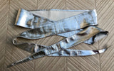 SILVER obi belt. Wrap belt in soft genuine leather. Wraparound waist belt.Wide style. Boho dress belt in metallic effect leather. Party belt