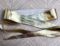 GOLD obi belt. Wrap belt in soft genuine leather. Wraparound waist belt.Wide style. Boho dress belt in metallic effect leather. Party belt