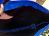 Suede leather bag in cobalt blue. Cross body bag, shoulder bag in GENUINE leather. Blue smalll leather bag. Adjustable strap. + zipper