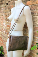 Small leather bag in BRONZE .Cross body bag, GENUINE leather shoulder bag or wristlet. Bronze purse with adjustable strap. Metallic leather