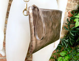 Small leather bag in BRONZE .Cross body bag, GENUINE leather shoulder bag or wristlet. Bronze purse with adjustable strap. Metallic leather