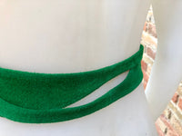 Small suede bag in GREEN with matching belt. Cross body bag and OBI belt set in suede leather. Adjustable strap and zipper