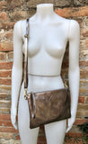 Small leather bag in BRONZE .Cross body bag, GENUINE leather shoulder bag or wristlet. Bronze purse with adjustable strap. Metallic leather