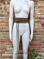 Taupe brown suede OBI belt in natural soft suede.Light brown waist belt.Very dark beige,taupe, greyge boho wrap dress belt. Tan overall belt