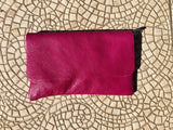 Small leather bag in magenta pink. Fuchsia Crossbody bag, shoulder bag in GENUINE leather. Hot pink bag with adjustable strap and zipper